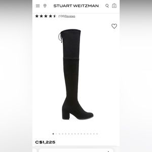 STUART WEITZMAN TIELAND OVER THE KNEE STRETCH SUEDE BOOT BLACK 7